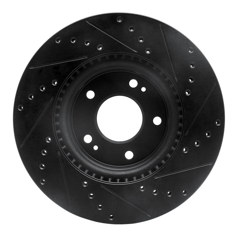R1 20-25 Hyundai Kona Front Left Drilled & Slotted Black Brake Rotor