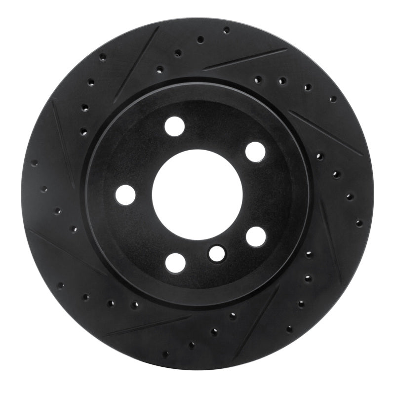 R1 07-19 BMW X5 Rear Left Drilled & Slotted Black Brake Rotor