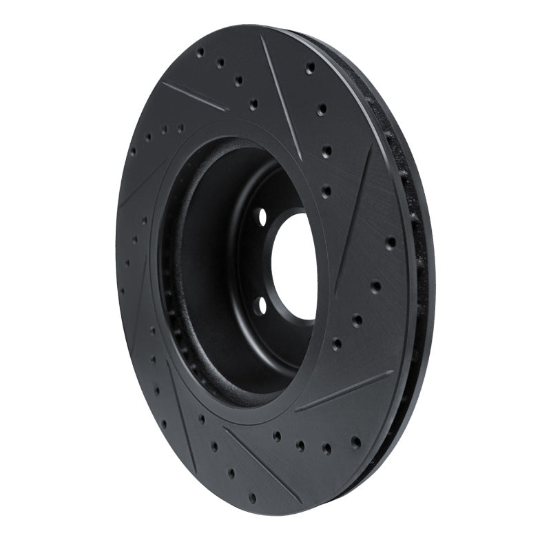 R1 09-16 BMW Z4 Front Left Drilled & Slotted Black Brake Rotor