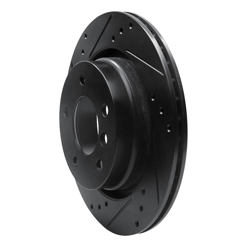 R1 99-06 BMW 323I Rear Left Drilled & Slotted Black Brake Rotor