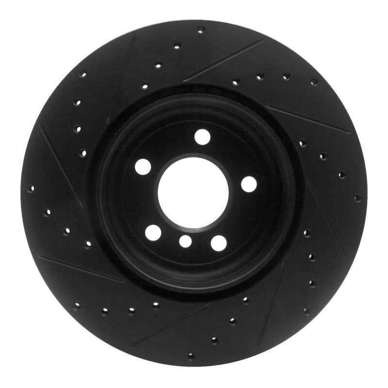 R1 10-19 BMW 535I GT xDrive Rear Right Drilled & Slotted Black Brake Rotor