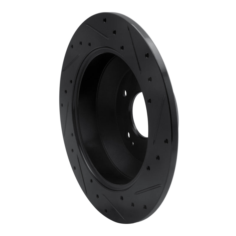 R1 10-21 Hyundai Santa Fe Rear Left Drilled & Slotted Black Brake Rotor