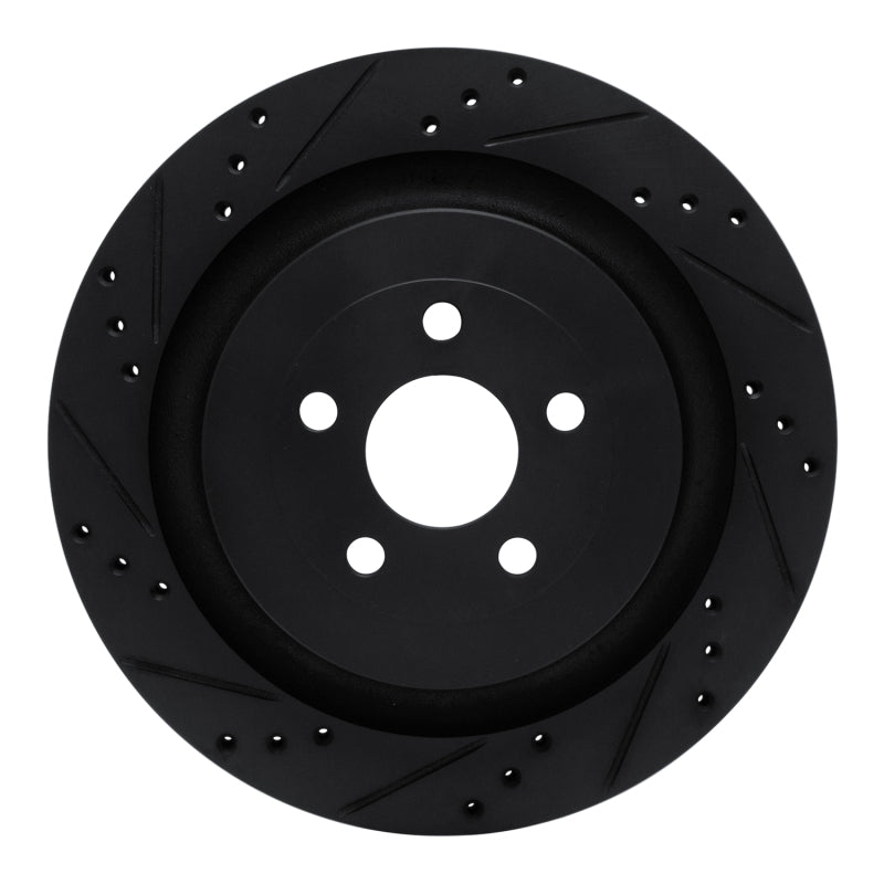 R1 19-24 Ford Edge Rear Left Drilled & Slotted Black Brake Rotor