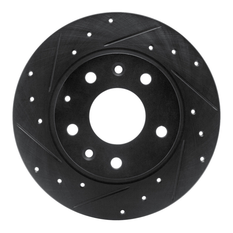 R1 14-25 Mazda 3 Rear Left Drilled & Slotted Black Brake Rotor