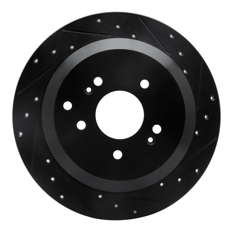 R1 07-12 Hyundai Veracruz Rear Right Drilled & Slotted Black Brake Rotor