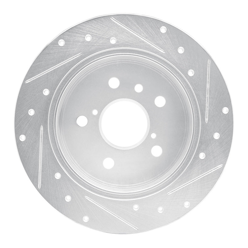 R1 18-24 Toyota Camry Rear Left Drilled & Slotted Silver Brake Rotor