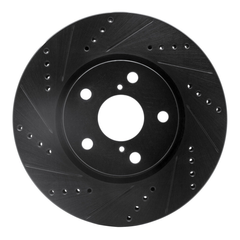 R1 06-15 Lexus GS300 Right Front Drilled & Slotted Black Brake Rotor