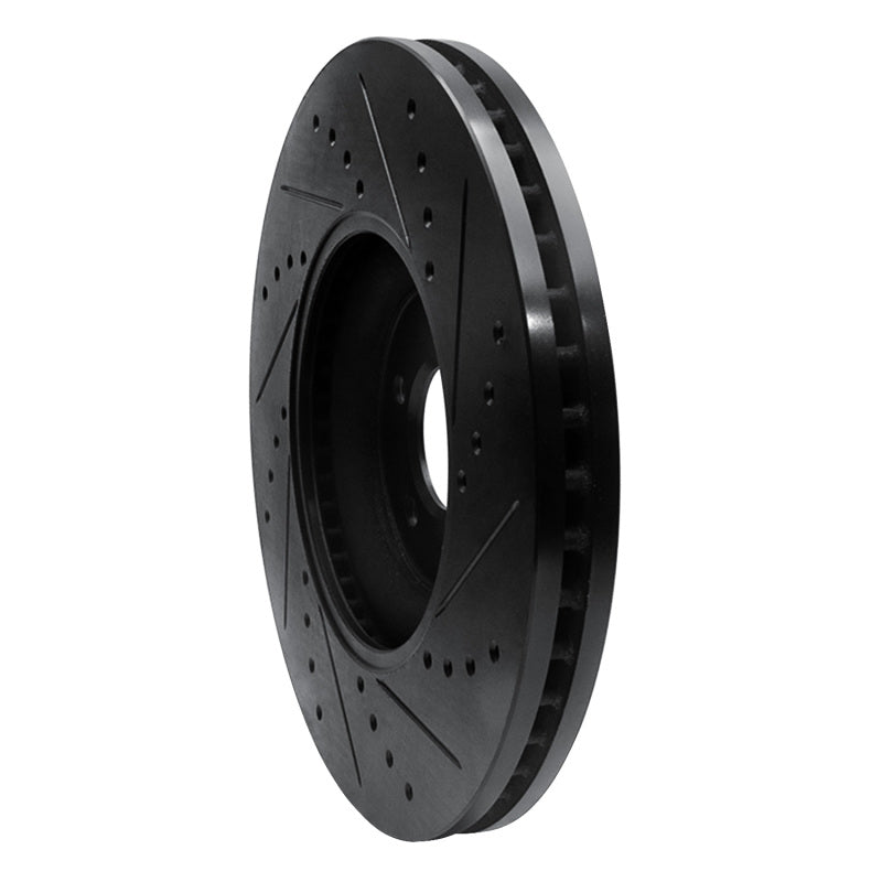 R1 10-24 Jaguar XF Front Left Drilled & Slotted Black Brake Rotor