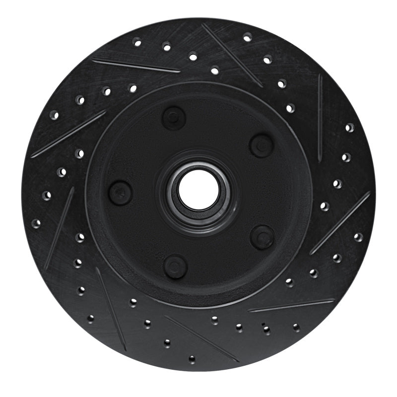 R1 94-01 Ford F-150 RWD Front Left Drilled & Slotted Black Brake Rotor