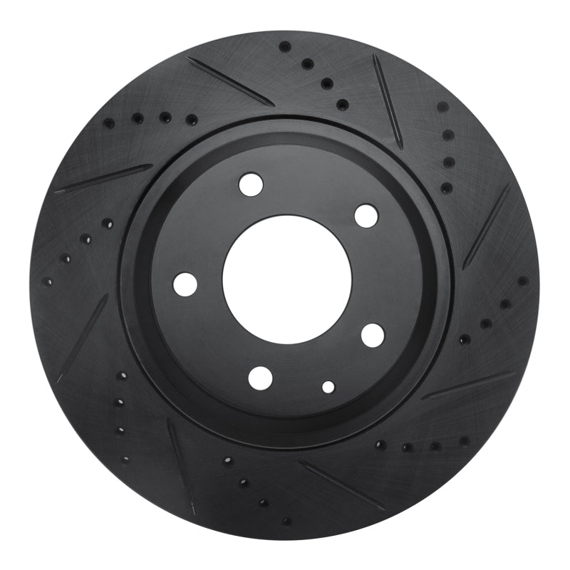 R1 04-11 Mazda RX-8 Rear Right Drilled & Slotted Black Brake Rotor