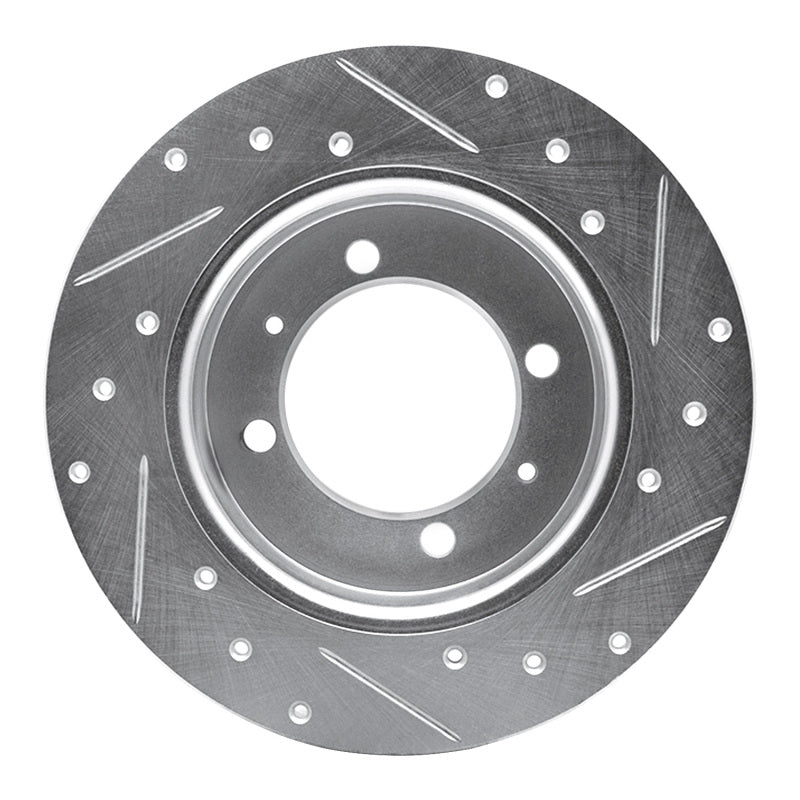 R1 88-93 Dodge COLT Rear Left Drilled & Slotted Silver Brake Rotor
