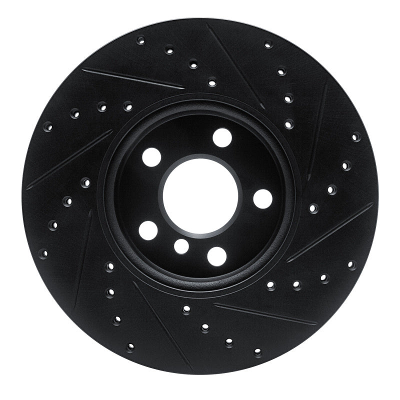 R1 16-24 Mini Cooper Countryman Front Left Drilled & Slotted Black Brake Rotor