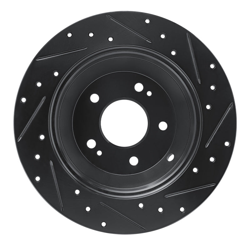 R1 15-20 Kia Sorento Rear Left Drilled & Slotted Black Brake Rotor