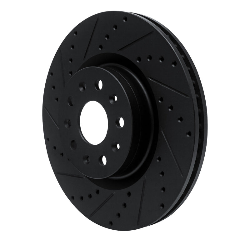 R1 14-25 Cadillac CTS Front Left Drilled & Slotted Black Brake Rotor