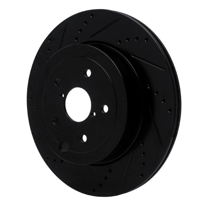 R1 18-25 Subaru WRX Rear Left Drilled & Slotted Black Brake Rotor