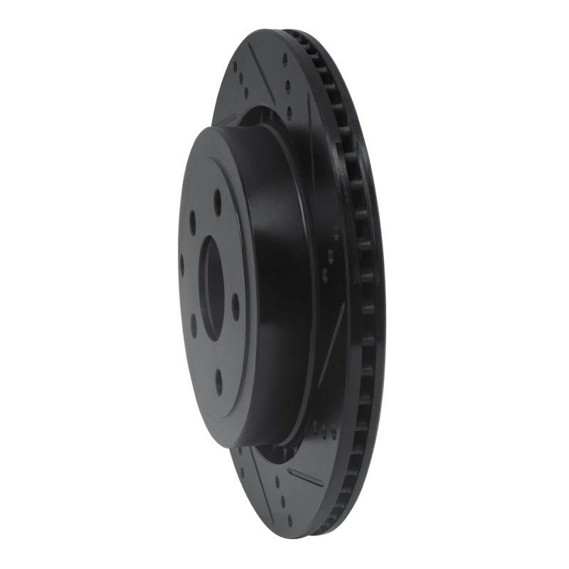 R1 08-17 Chevrolet SS Rear Right Drilled & Slotted Black Brake Rotor