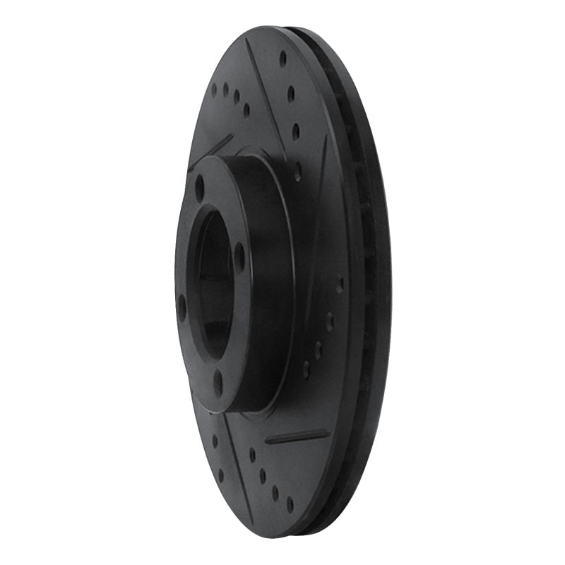 R1 86-89 Toyota Van Front Right Drilled & Slotted Black Brake Rotor