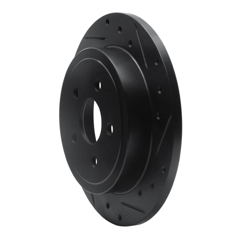 R1 88-95 Chrysler New Yorker Rear Right Drilled & Slotted Black Brake Rotor