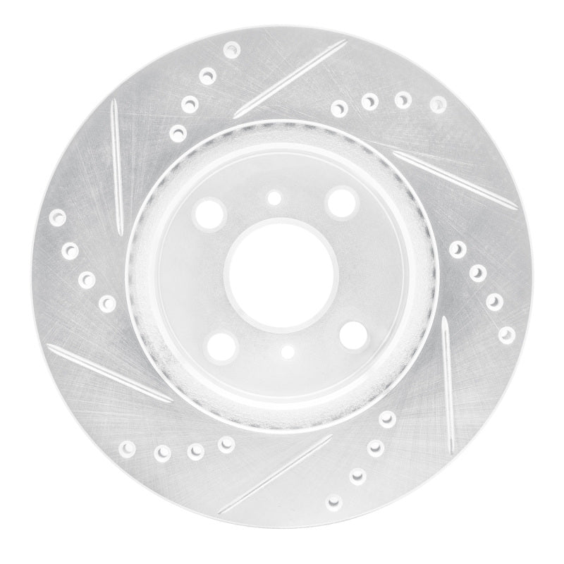 R1 12-15 Scion IQ Front Right Drilled & Slotted Silver Brake Rotor