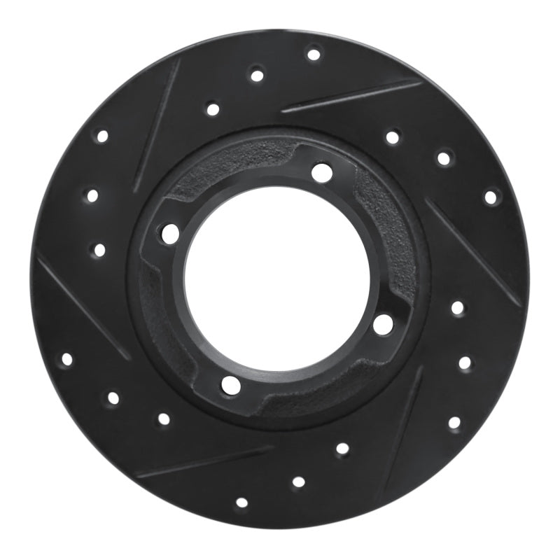 R1 85-91 Subaru GL-10 Rear Left Drilled & Slotted Black Brake Rotor