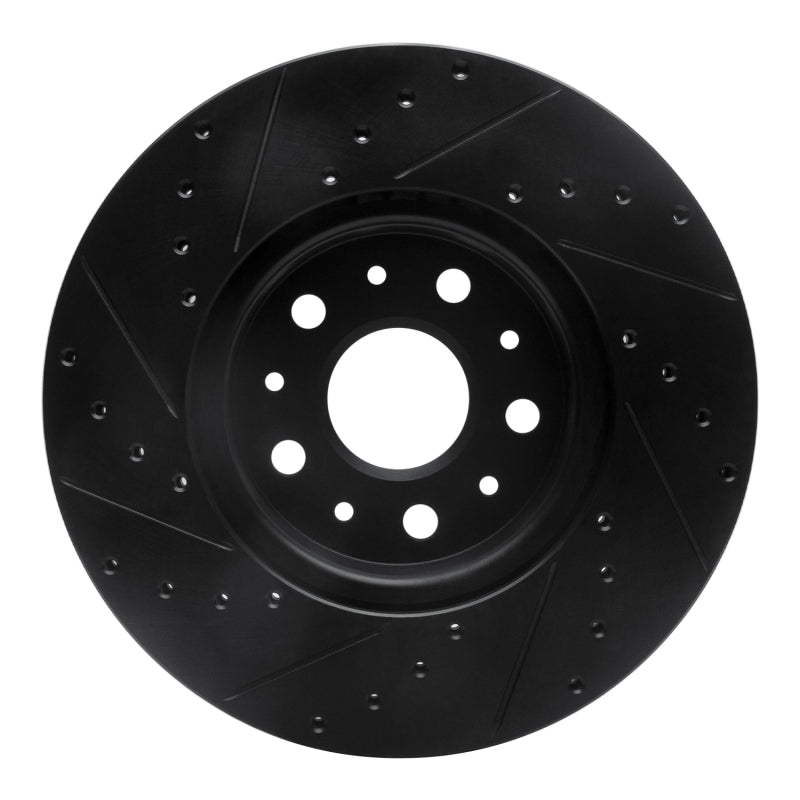 R1 14-20 Cadillac CT6 Front Right Drilled & Slotted Black Brake Rotor