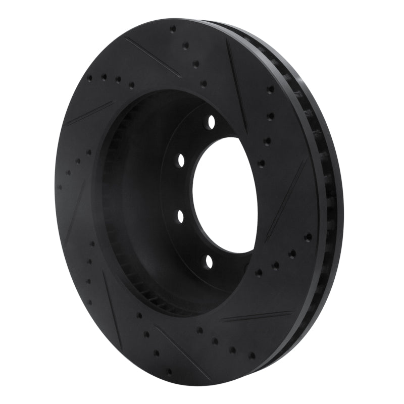 R1 09-25 Dodge Ram 2500 Front Left Drilled & Slotted Black Brake Rotor
