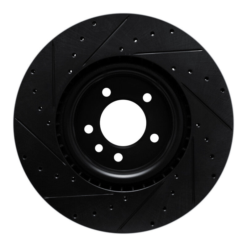 R1 18-24 Land Rover Range Rover Front Right Drilled & Slotted Black Brake Rotor