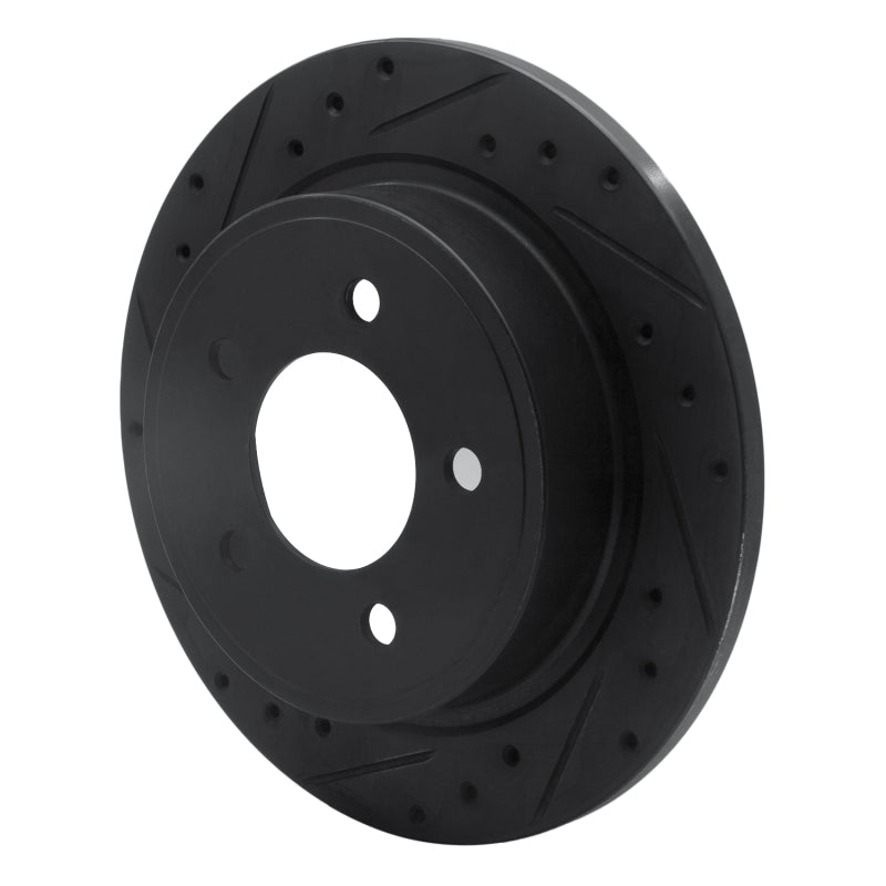 R1 04-08 Chrysler Pacifica Rear Left Drilled & Slotted Black Brake Rotor