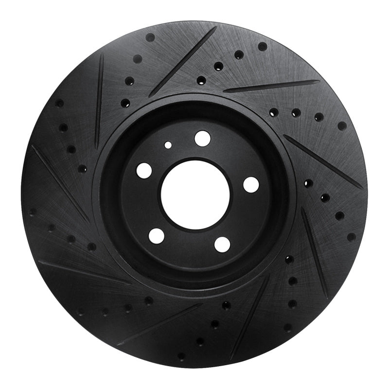R1 08-12 Audi Q5 (Mexico) Front Right Drilled & Slotted Black Brake Rotor