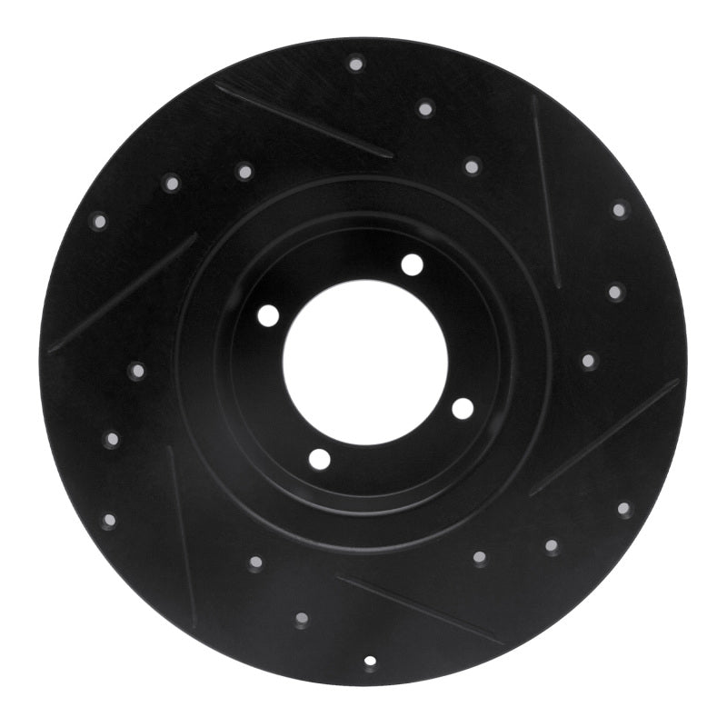 R1 62-80 MG MGB Front Left Drilled & Slotted Black Brake Rotor