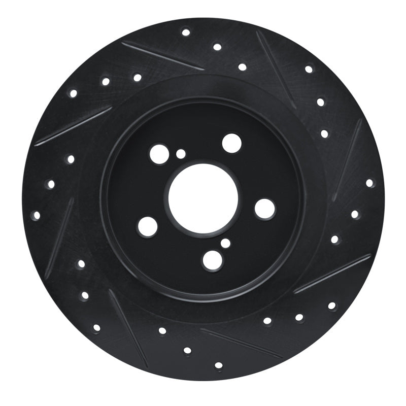 R1 11-17 Lexus CT200H Rear Left Drilled & Slotted Black Brake Rotor