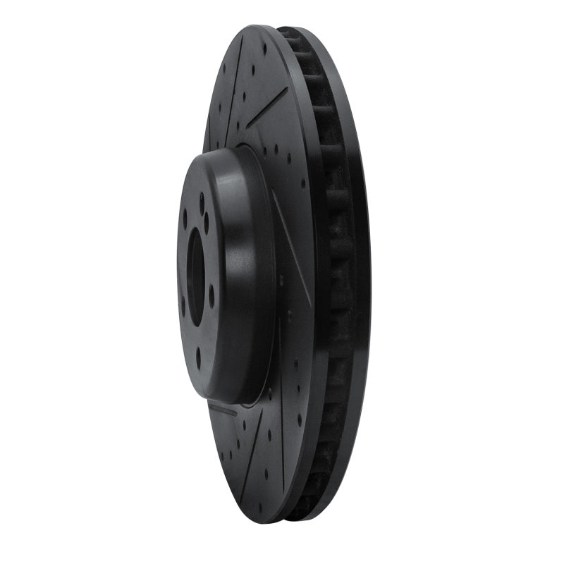 R1 15-23 Mercedes-Benz E300 Front Left Drilled & Slotted Black Brake Rotor