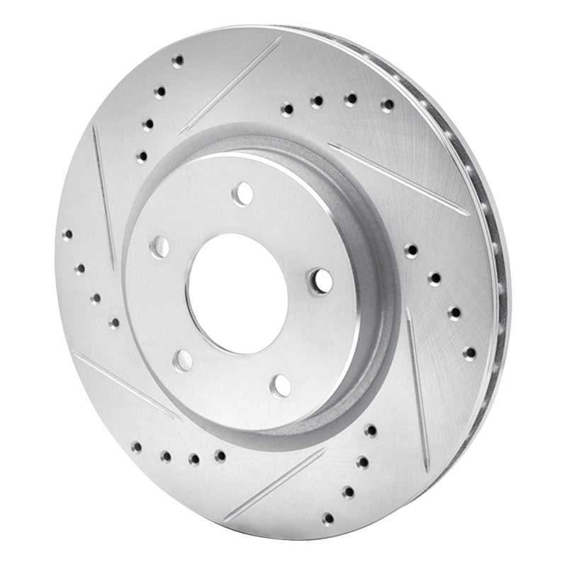 R1 14-23 Nissan Leaf Front Left Drilled & Slotted Silver Brake Rotor