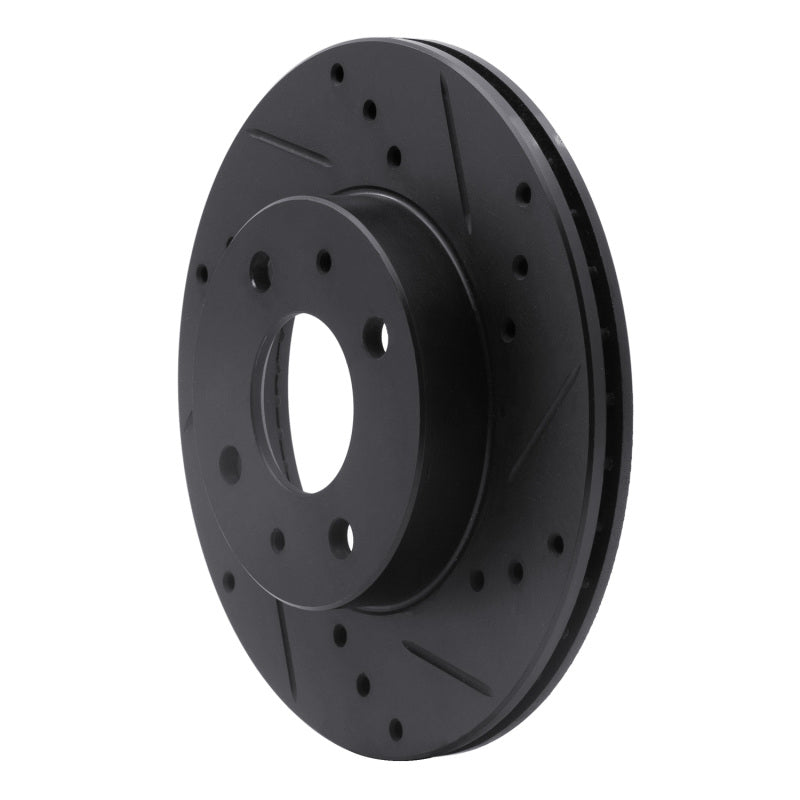 R1 95-00 Nissan Sentra Front Right Drilled & Slotted Black Brake Rotor