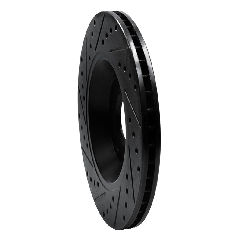 R1 04-09 Audi S4 Rear Right Drilled & Slotted Black Brake Rotor