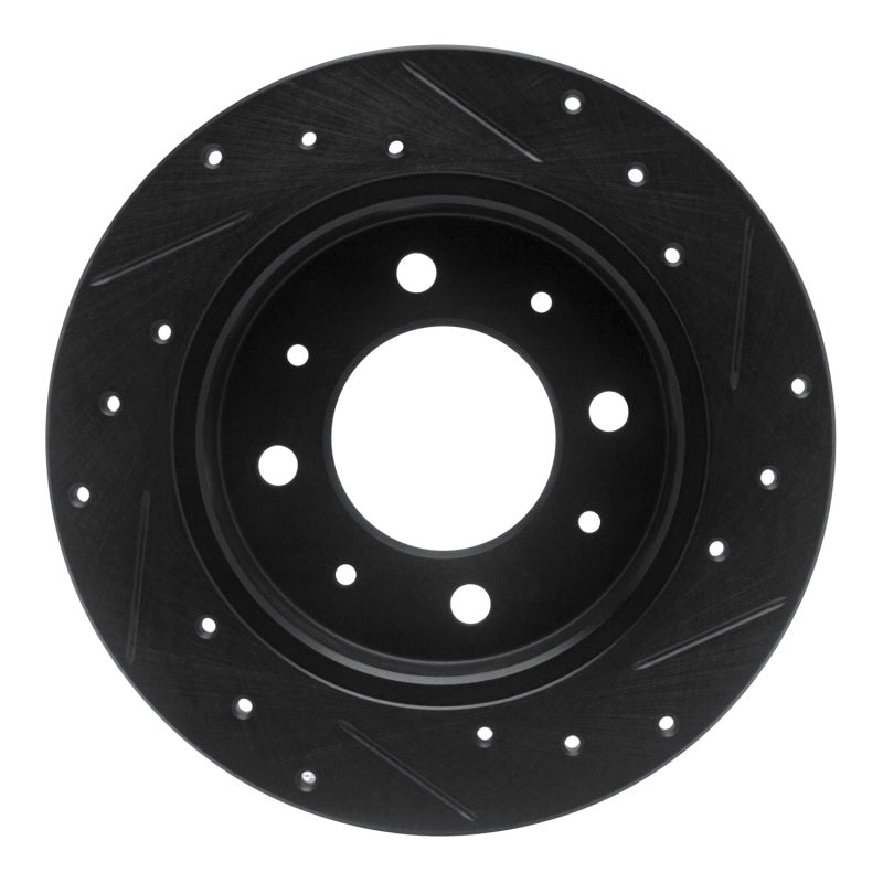 R1 04-09 Kia Spectra Rear Left Drilled & Slotted Black Brake Rotor