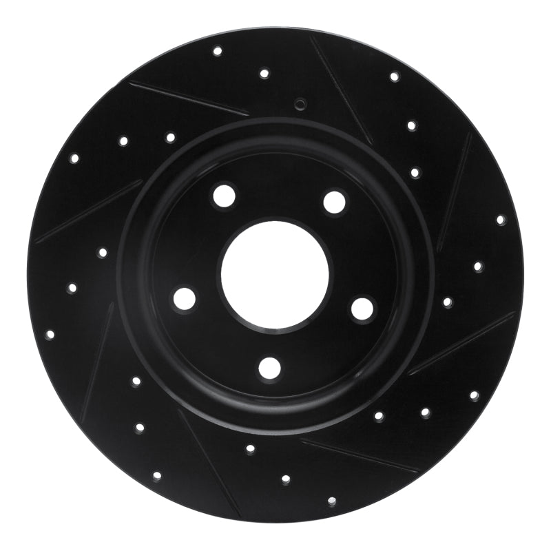 R1 12-20 Chrysler Town & Country Rear Left Drilled & Slotted Black Brake Rotor