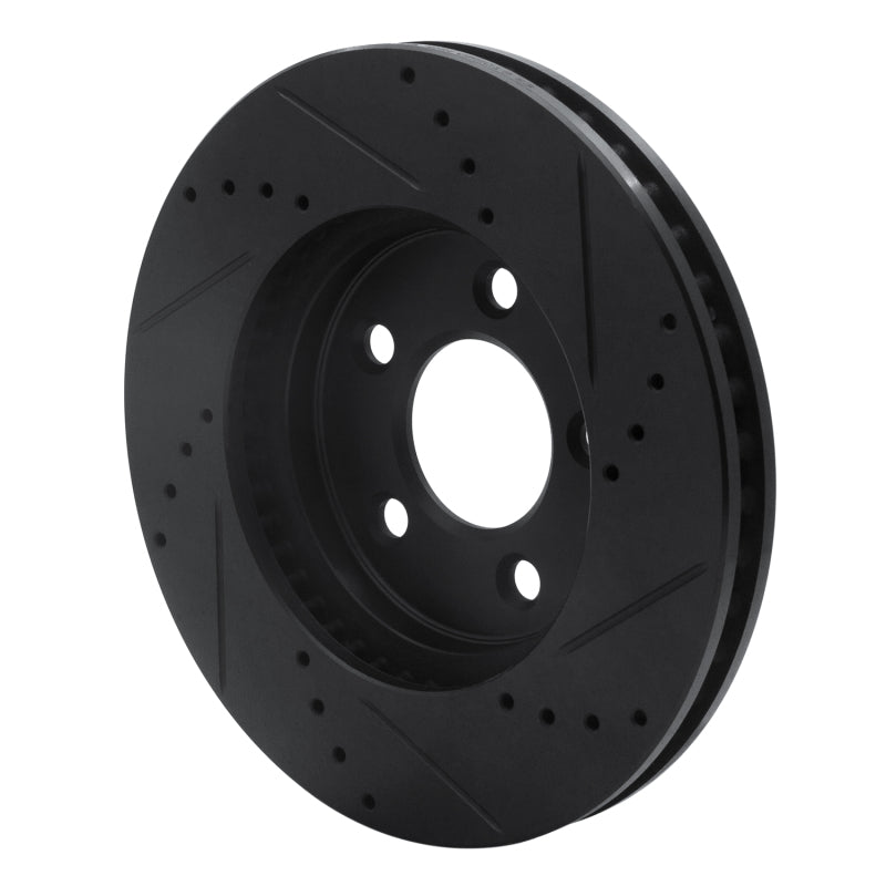 R1 05-10 Ford Mustang Front Left Drilled & Slotted Black Brake Rotor