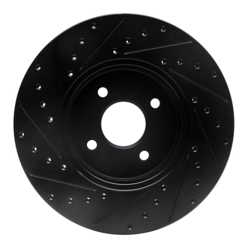 R1 02-04 Ford Focus Front Right Drilled & Slotted Black Brake Rotor