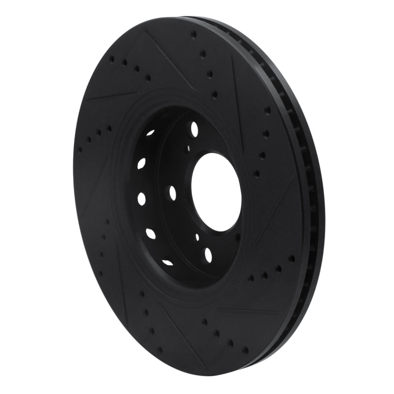 R1 14-20 Acura RLX Front Left Drilled & Slotted Black Brake Rotor