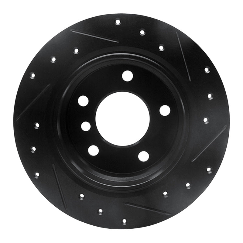 R1 95-99 BMW 318TI Rear Left Drilled & Slotted Black Brake Rotor