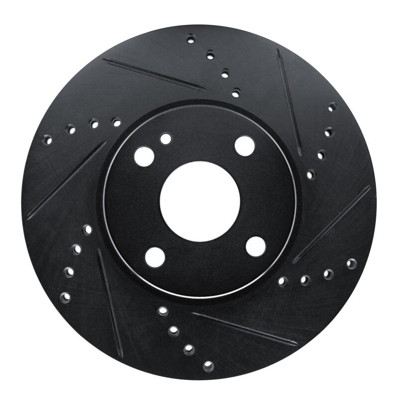 R1 16-25 Mazda 2 (Mexico) Front Right Drilled & Slotted Black Brake Rotor