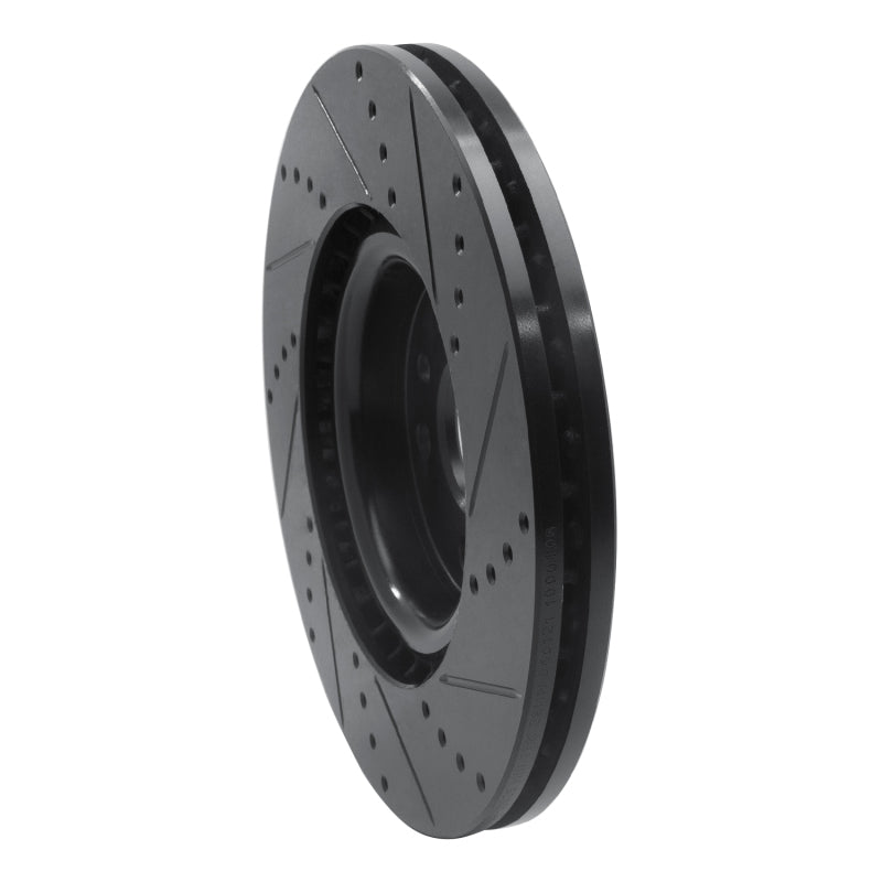R1 15-19 Jaguar E-Pace Front Left Drilled & Slotted Black Brake Rotor
