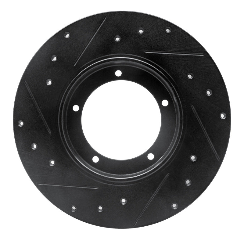 R1 65-76 Porsche 911 Front Right Drilled & Slotted Black Brake Rotor