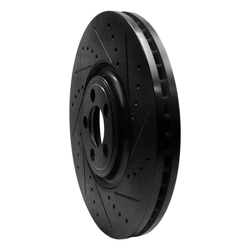 R1 10-24 Jaguar XKR Front Right Drilled & Slotted Black Brake Rotor