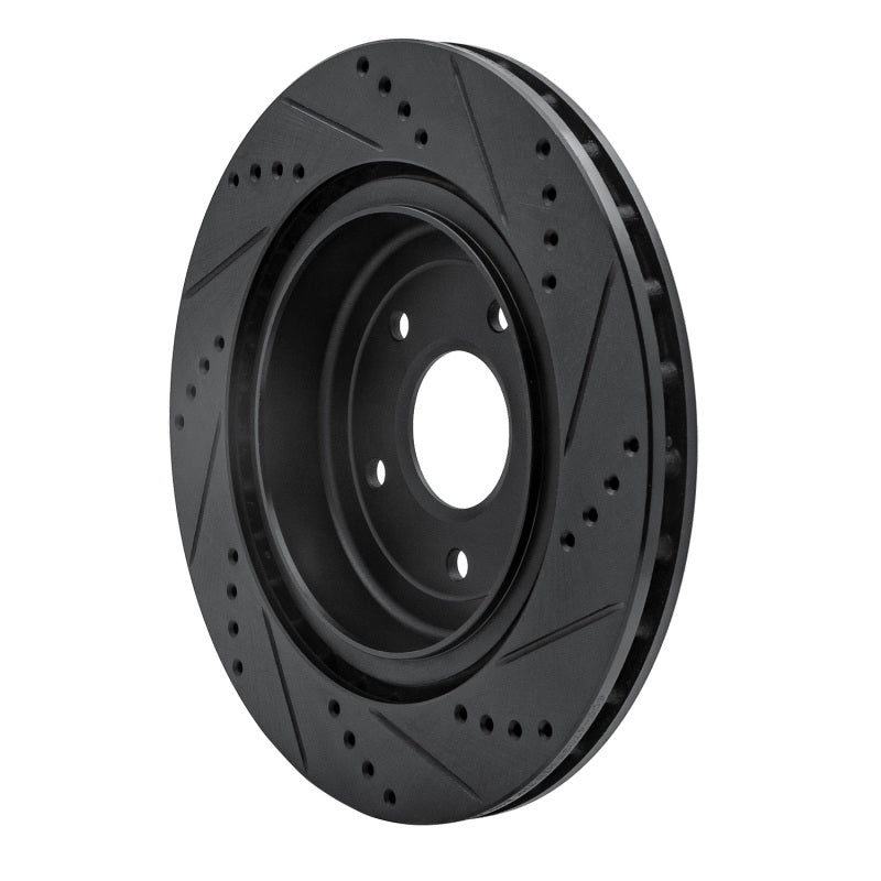 R1 06-13 Chevrolet Corvette Rear Left Drilled & Slotted Black Brake Rotor