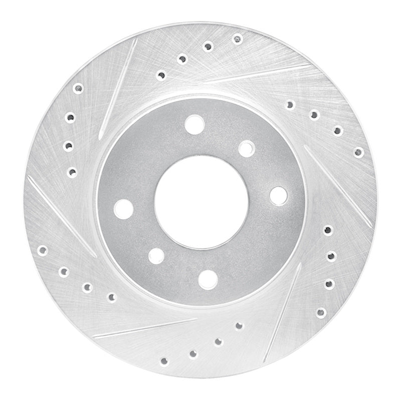 R1 90-92 Infiniti M30 Front Left Drilled & Slotted Silver Brake Rotor