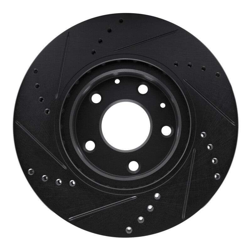 R1 19-25 Mazda CX-30 Front Right Drilled & Slotted Black Brake Rotor
