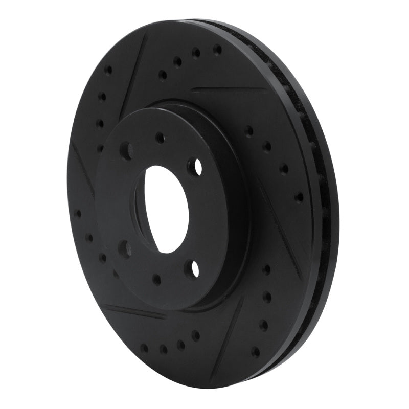 R1 91-94 Nissan Sentra Front Left Drilled & Slotted Black Brake Rotor