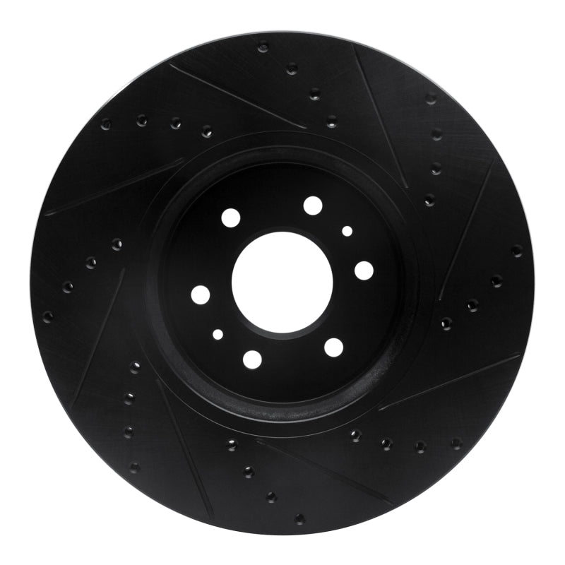 R1 09-10 Kia BORREGO Front Left Drilled & Slotted Black Brake Rotor